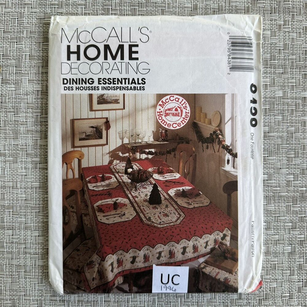 MCCALLS SEWING PATTERN 8438 TABLECLOTH OVAL OBLONG ROUND CHAIR PAD RUNNER ETC
